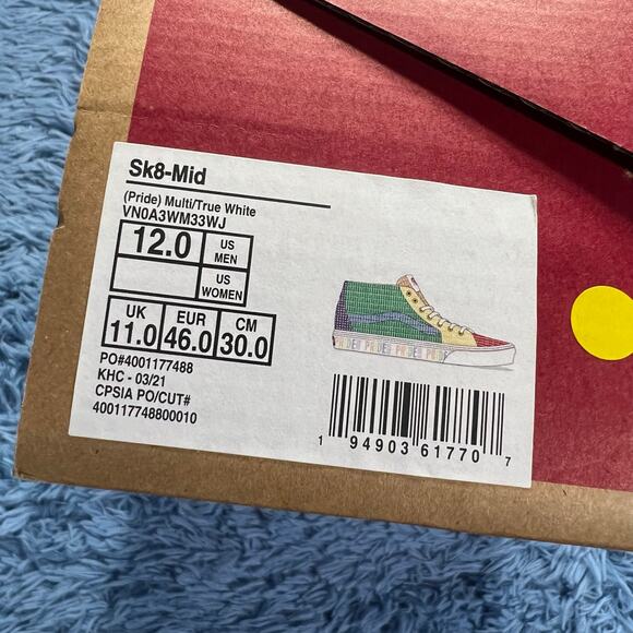 VANS SK8 Mid LGBTQIA+ Pride Sneakers Size 12 Mens Colorful Outdoor Skate - Picture 9 of 9